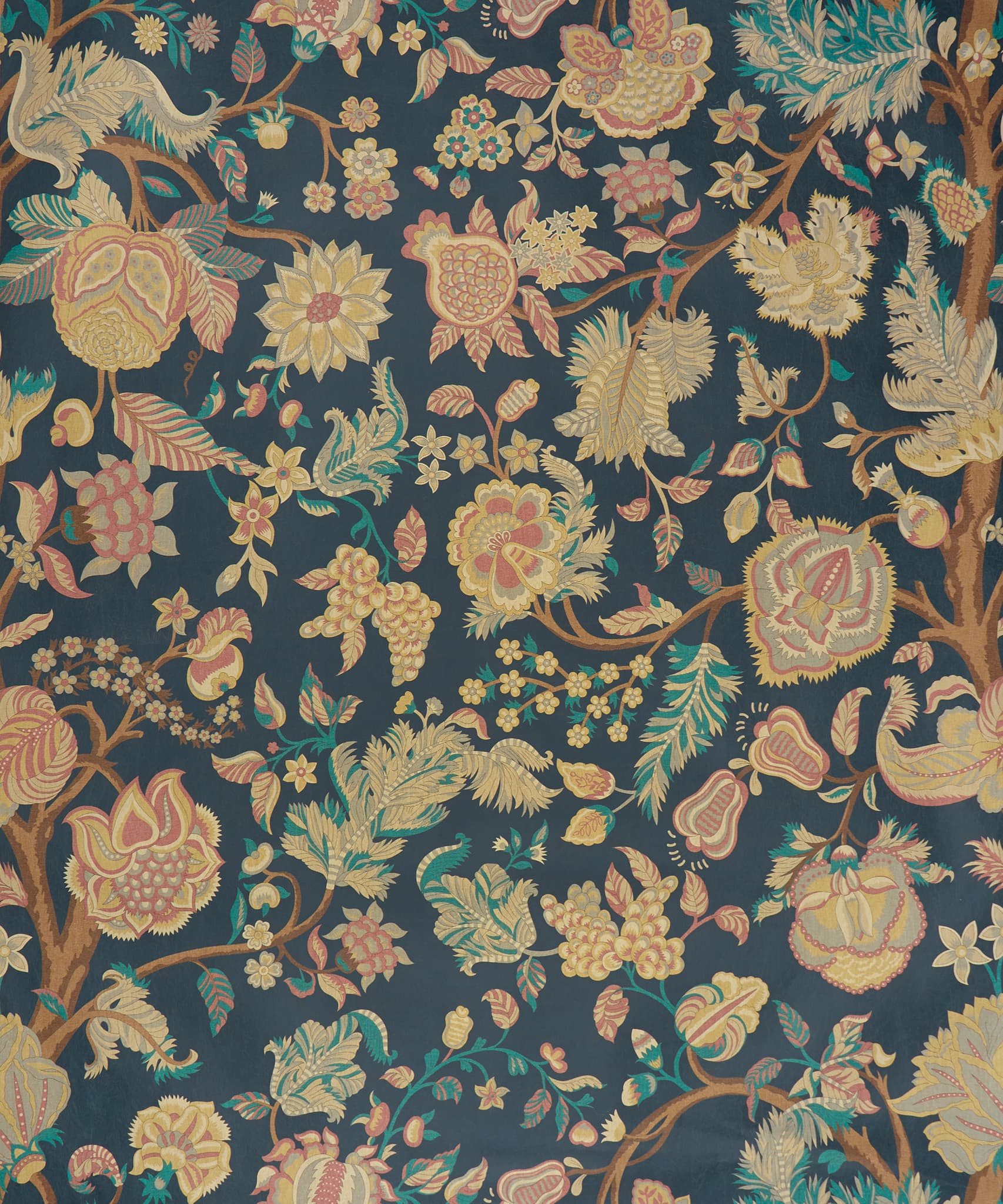 Palampore Trail Wallpaper in Pewter Blue | Liberty Fabrics